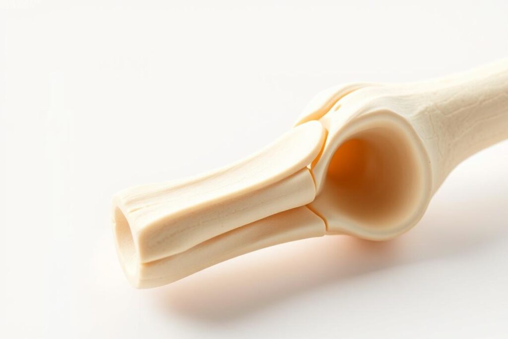 A detailed cross-section of the growth plates, the cartilage regions at the ends of long bones where new bone tissue forms. Showcased in a clinical, anatomical style with crisp, clean lighting and a neutral background. Subtle shading and textures reveal the layered structure, the epiphyseal plate, metaphysis, and diaphysis. The image conveys the scientific importance of these critical skeletal structures, essential for normal bone development and growth, without extraneous details. A detailed cross-section of the growth plates, the cartilage regions at the ends of long bones where new bone tissue forms. Showcased in a clinical, anatomical style with crisp, clean lighting and a neutral background. Subtle shading and textures reveal the layered structure, the epiphyseal plate, metaphysis, and diaphysis. The image conveys the scientific importance of these critical skeletal structures, essential for normal bone development and growth, without extraneous details.