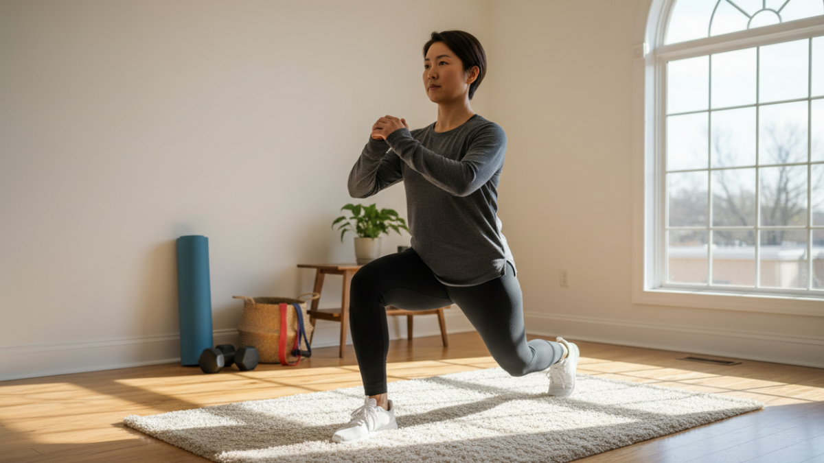 proper walking lunge form at home