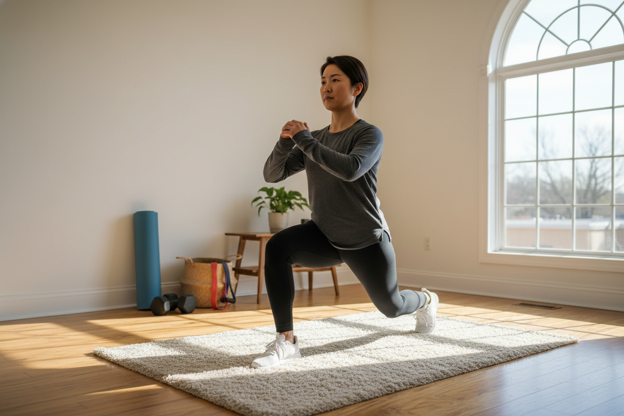 Proper Walking Lunge Form at Home Without Hurting Your Knees