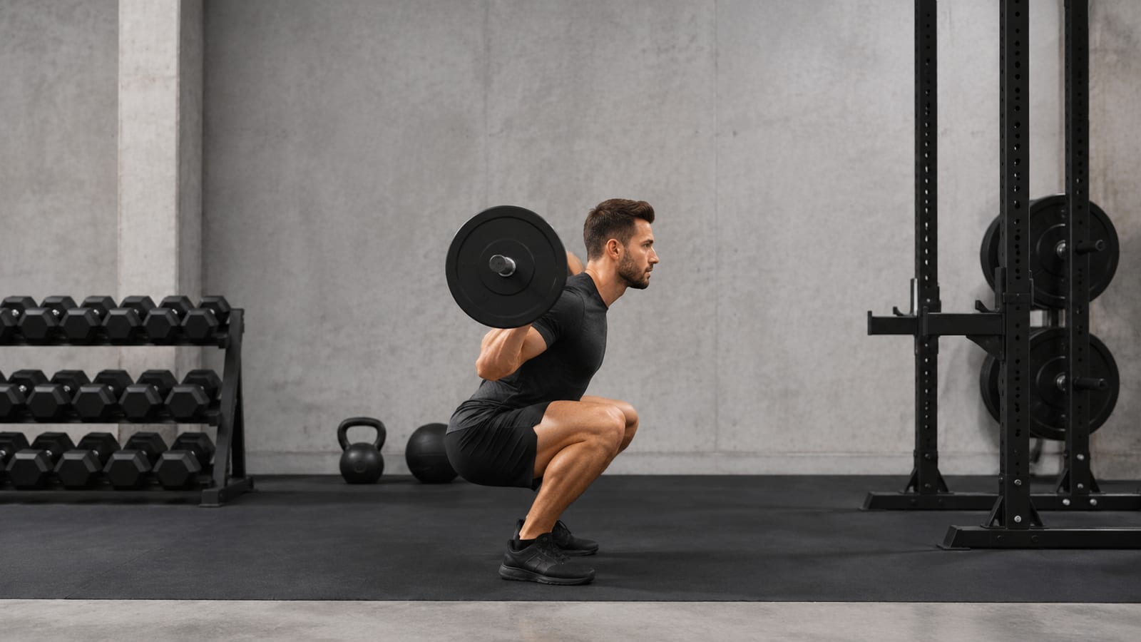Lifter performing barbell back squat to preserve muscle while cutting