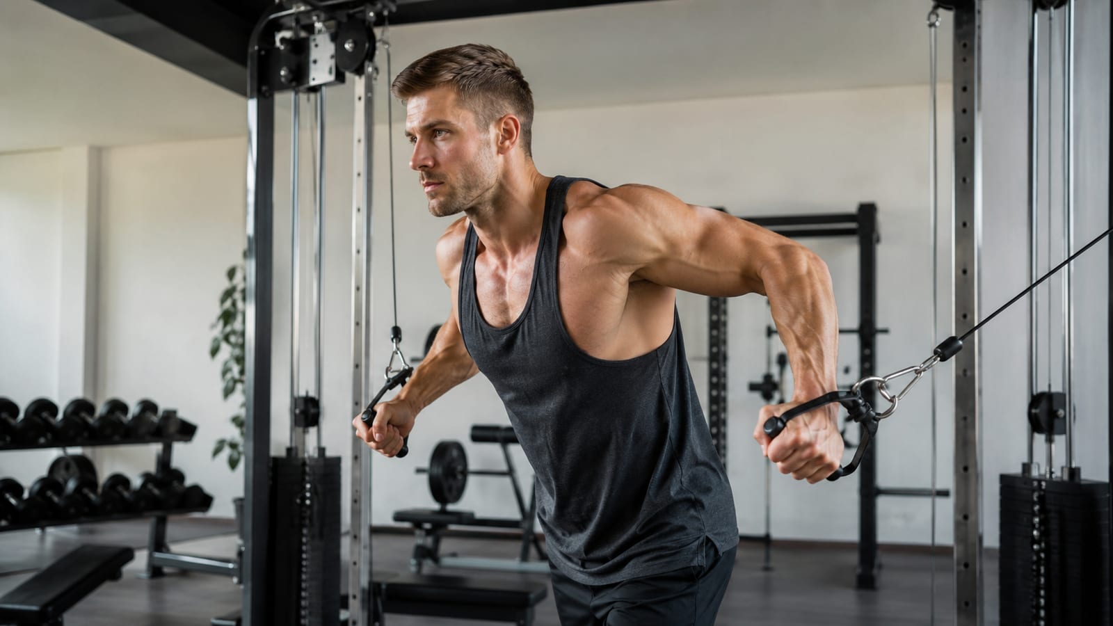 Natural lifter using moderate cable resistance while maintaining controlled shoulder and ribcage positioning