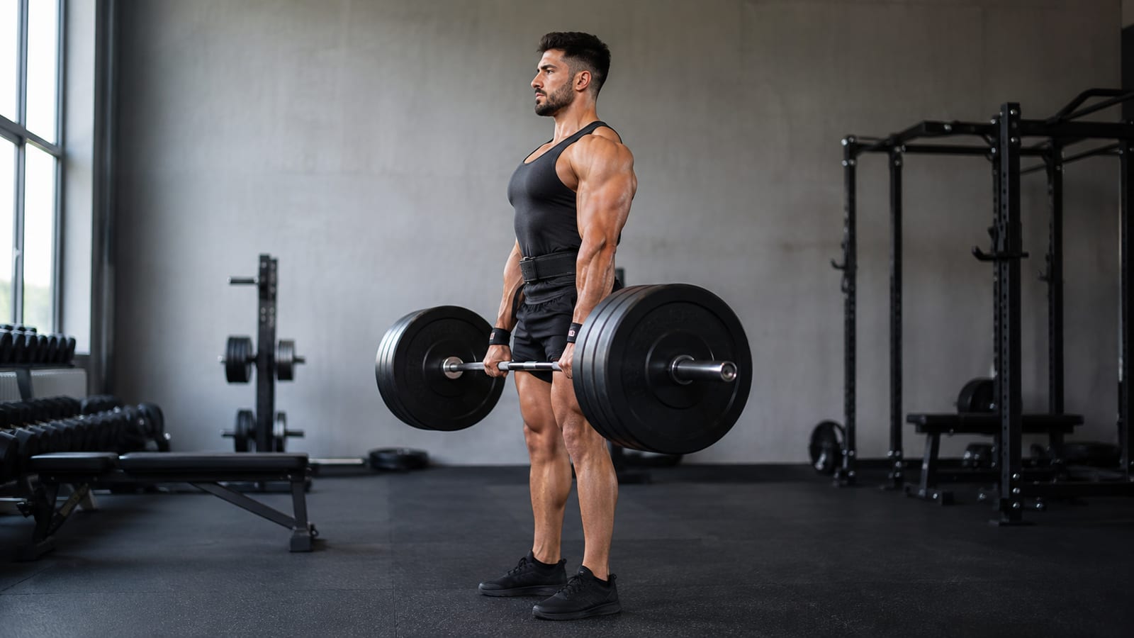 Lifter locking out a heavy deadlift that drives strong afterburn