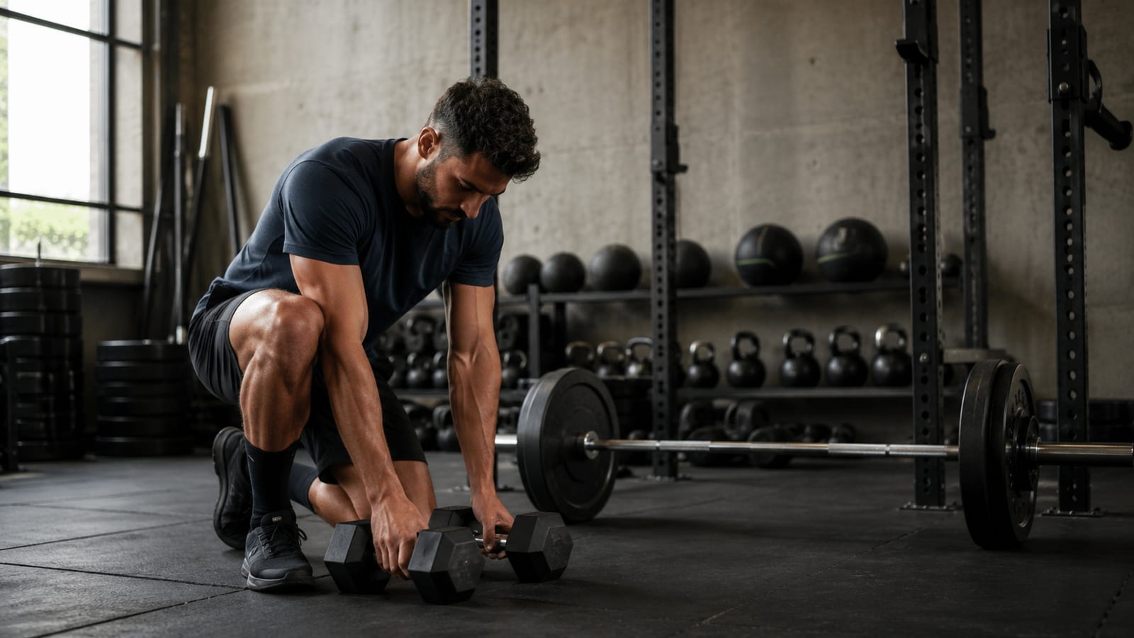 Lifter transitioning from heavy barbell bench press to controlled dumbbell pressing after stalled progress