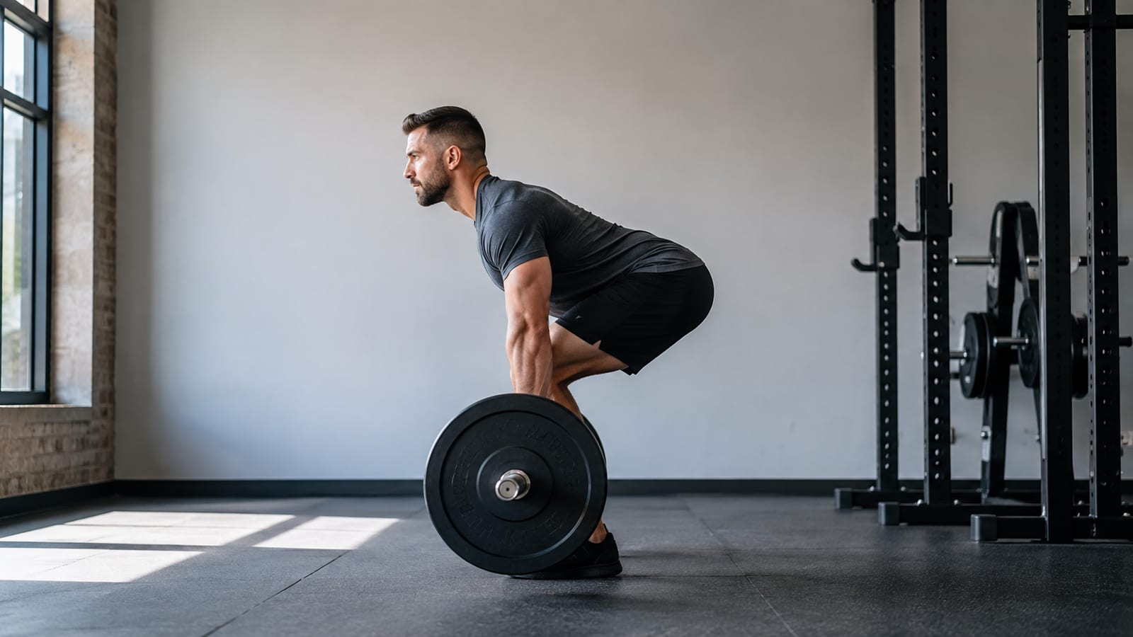 Advanced lifter practicing a slow controlled deadlift with precise range of motion