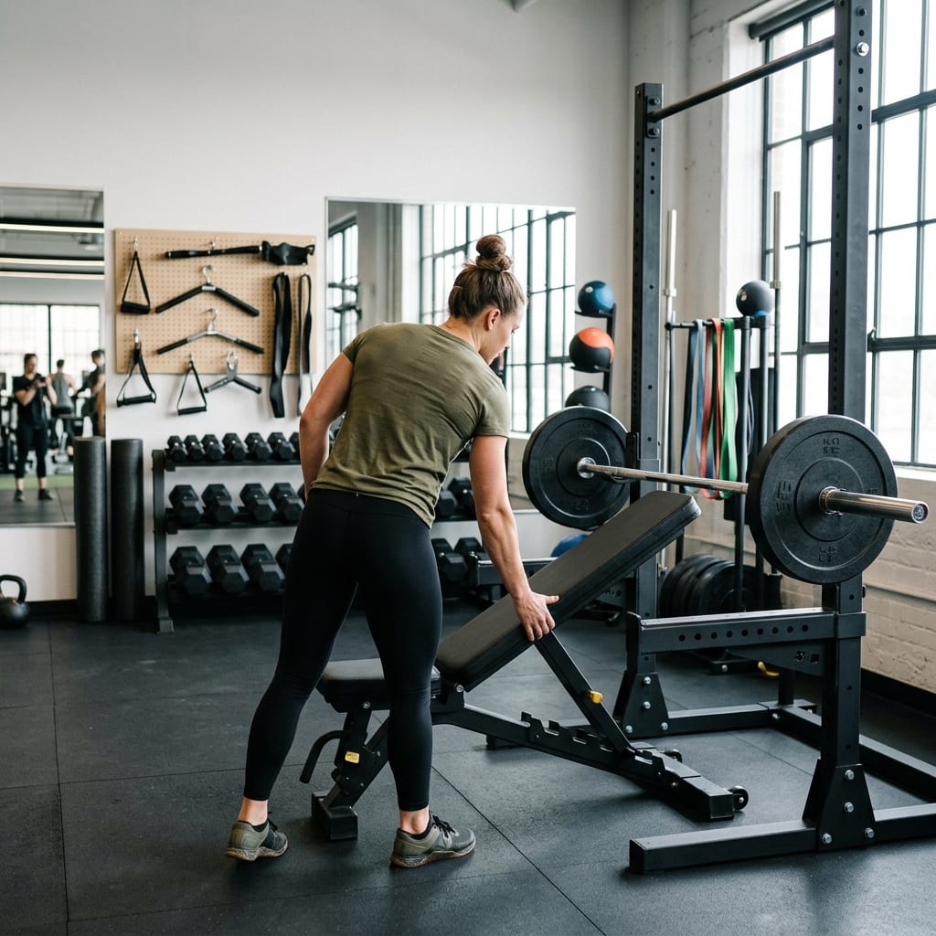 Athlete adjusting workout equipment while maintaining a balanced five-day training plan