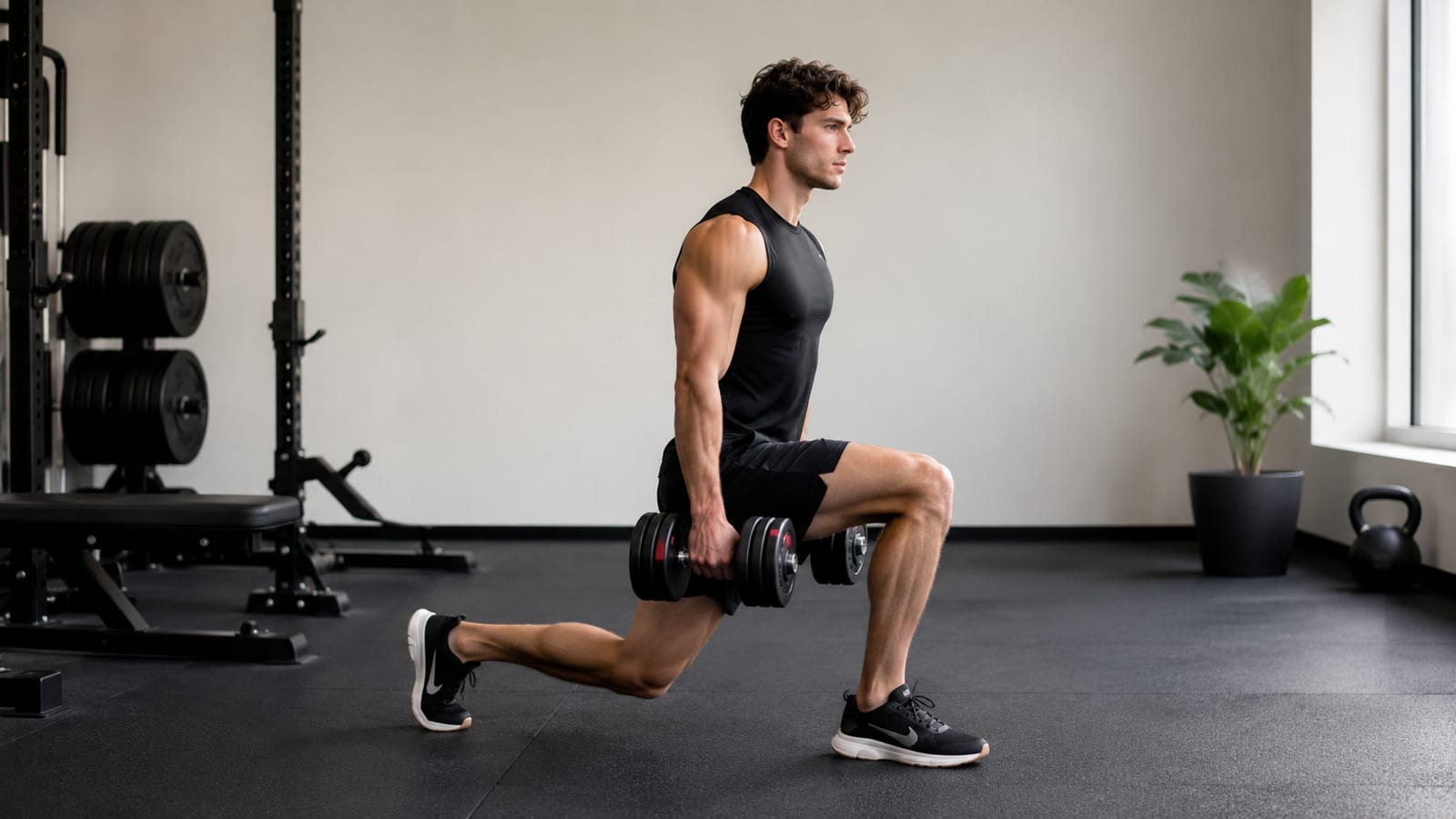 Athlete progressively training with adjustable dumbbells while maintaining precise, fatigue-conscious lifting technique